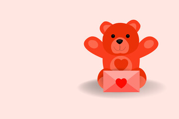 valentines day background with cartoon funny teddy bears and typography of happy valentines day text . Vector illustration. Wallpaper, flyers, invitation, posters, brochure, banners.

