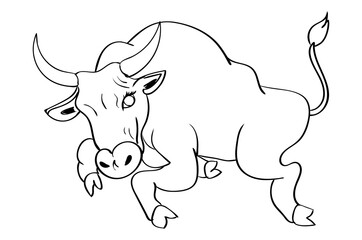 Jumping bull line art