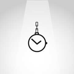 Pocket watch with chain vector icon, Pocket watch simple isolated icon