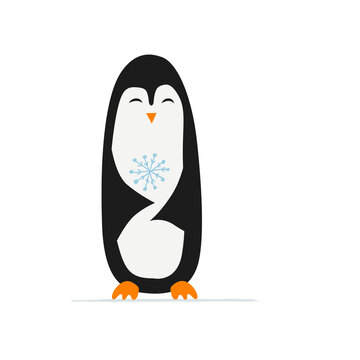 Funny Penguin isolated on white. Sketch for your design