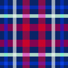 Vector Twill Plaid check Pattern Blue and red. Seamless fabric texture.