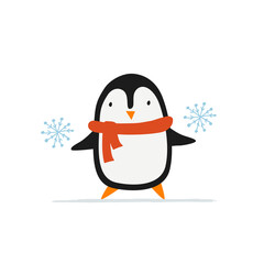 Funny Penguin isolated on white. Sketch for your design