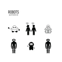 Robots - vector icons set on white background. Symbol for web, infographics, print design and mobile UX UI kit. Vector illustration, EPS10.
