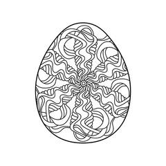 Coloring book for adult and older children . Hand drawn easter egg. Vector illustration isolated on white background