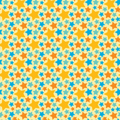 Seamless pattern with Stars of Different Size. Colorful stars festive confetti. Abstract for wallpaper, textiles. Night sky, space. Magic. Christmas atmosphere. Vector illustration.