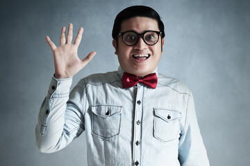 Portrait of nerd with glasses