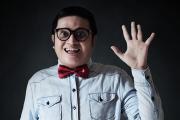 Portrait of nerd with glasses