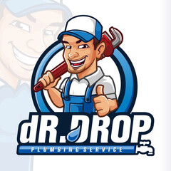 Drop Plumb Plumbing Mascot Logo