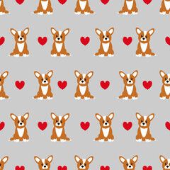 Fototapeta premium Seamless pattern with cute cartoon corgi. Vector illustration.