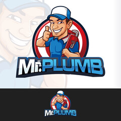Drop Plumb Plumbing Mascot Logo