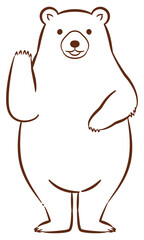 立ちポーズで片手をあげるクマ