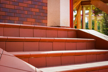 Brown clinker tile porch