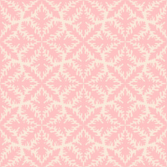 Abstract pink background with floral hand drawn element. Geometric seamless pattern for wallpaper, web page, textures, fabric, textile. Decorative vector illustration.