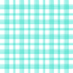Seamless checked pattern. Green watercolor checkered pattern. 