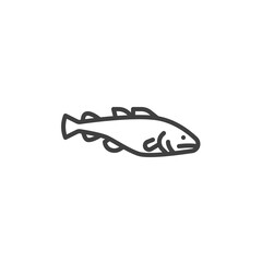 Atlantic cod fish line icon. linear style sign for mobile concept and web design. Big cod fish outline vector icon. Symbol, logo illustration. Vector graphics