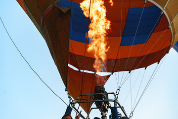 Close up of hot air balloon getting prepared for flight