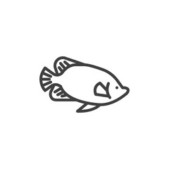 Aquarium fish line icon. linear style sign for mobile concept and web design. Tropical fish outline vector icon. Symbol, logo illustration. Vector graphics