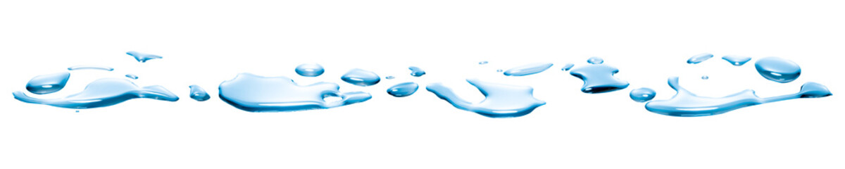 real image,spilled water drop on the floor isolated on white background.
