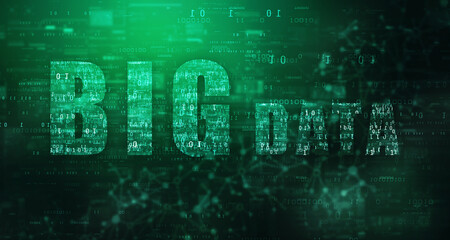 Obraz premium Abstract futuristic big data network Illustration, Big data network technology background. Hi-tech digital technology concept.