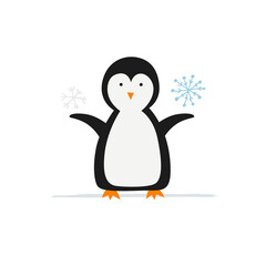 Funny Penguin isolated on white. Sketch for your design