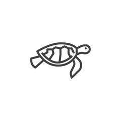 Sea turtle line icon. linear style sign for mobile concept and web design. Chelonia mydas outline vector icon. Symbol, logo illustration. Vector graphics