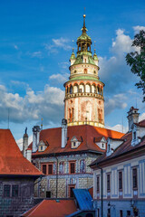 Fototapeta na wymiar St. Vitus Church and cityscape Cesky Krumlov, Czech republic. UNESCO World Heritage Site