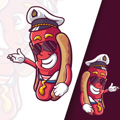 Sausage HotDog Captain Mascot Characters 