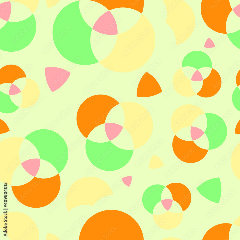 Poster seamless repeating pattern of circles of different colors