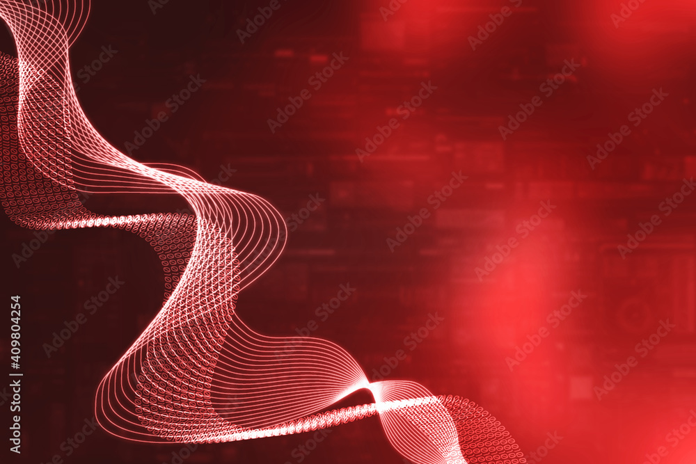 Poster abstract digital landscape with flowing particles. cyber or technology background. big data concept.