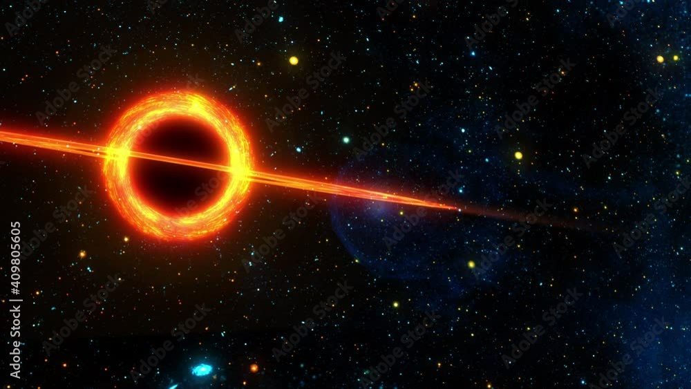 Poster 4k 3d animation abstract black hole in outer space. bright supermassive black hole in darkness galax