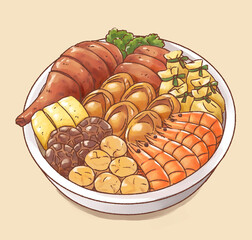 Poon Choi, traditional Chines New Year food in Hong Kong