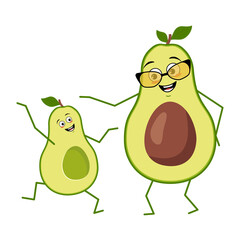 Cute character funny grandmother and grandson avocado