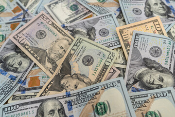 pile of usa dollars as background for design