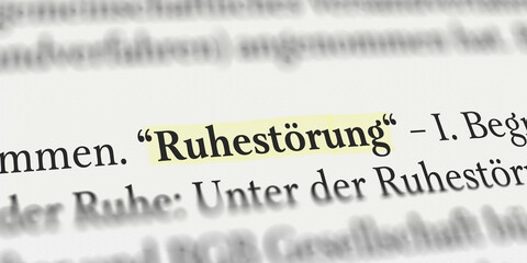 Ruhestörung im Buch mit Textmarker markiert