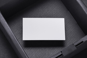 Business card inside of empty black box, mocup