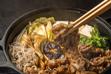 和牛ですき焼き Sukiyaki of high-quality Japane beef