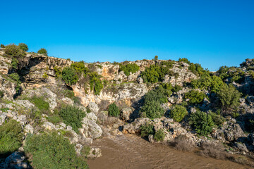 The Varsak pothole (Varsak Obruk ) that swallows the whole water of Duden Waterfall sources in Antalya