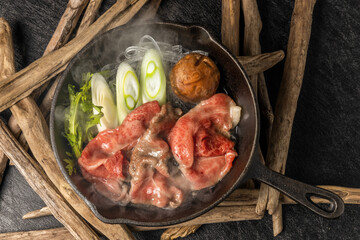 和牛ですき焼き Sukiyaki of high-quality Japane beef