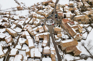 Image of Gosol village in the north of Catalonia in high, winter