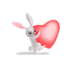 Little cute hare with heart