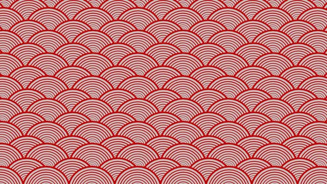 Abstract japanese traditional red water curve wave pattern background 3D rendering