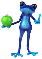 Fun blue frog - 3D Illustration