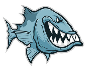 Cartoon funny angry barracuda