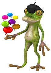 Fun french frog - 3D Illustration