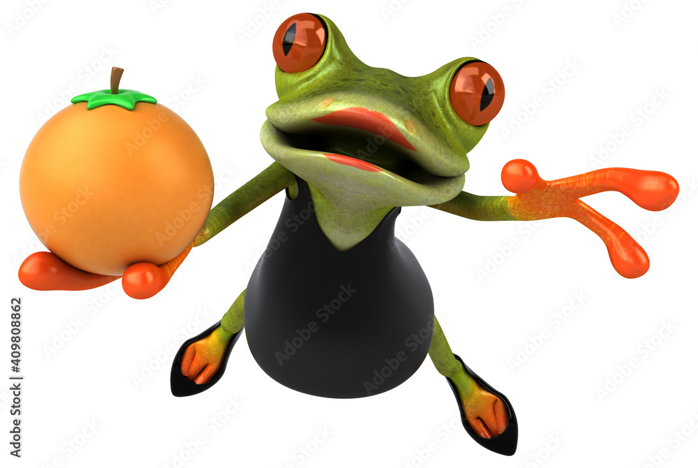 Wall mural fun frog - 3d illustration