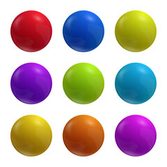 Set of multicolored vector spheres. Colorful vector balls, circles isolated on white background.
