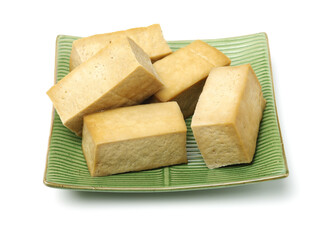 Dried bean curd on white background