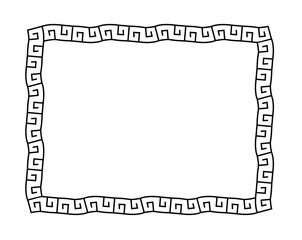 Greek rectangle frame. Meander pattern border. Greek square frame. Greece ornament. Grecian ancient style. Roman design. Geometric mediterranean decoration. Element antique symbol. Vector illustration