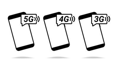 Set of phone with Internet network 3g, 4g, and 5g. Illustration vector