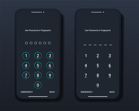 Set of pass code interface for lock screen login or enter password pages on smartphone. Screen Lock. Illustration vector